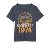 Cumpleaños Hombre Regalos Las Leyendas Diciembre 1974 Camiseta, Mujer Tallas Grandes, Azul Jaspeado, 3XL Grande