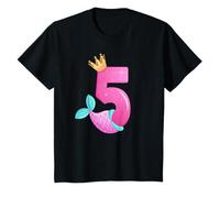 Cumpleaños Niña 5 años, Aleta de Sirena, Número 5 Camiseta