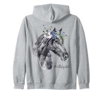 Cumpleaños Niña Negro Sementales Caballo con Flores Ponis Sudadera con Capucha
