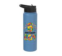 Cumpleaños Niño 6 Años 6º Cumpleaños Bloque De Construcción De Ladrillo Stainless Steel Insulated Water Bottle