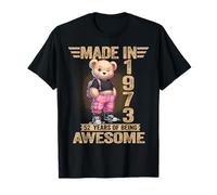 Cumpleaños número 52 Made in 1973 52 Years of Being Awesome Bear Camiseta