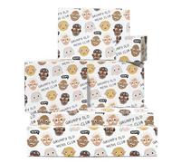 Cumpleaños Papel De Regalo Blanco - Blanco - 6 Hojas With Grumpy Old Hombres Faces - Papel De Regalo For Dad Grandpa & Amigos - Navidad Gatherings Retirement Fiestas Funny Events
