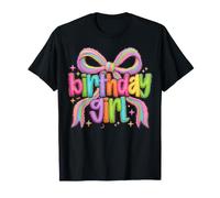Cumpleaños Preppy Bow Rainbow Girls Adolescentes Mujeres Niños Camiseta