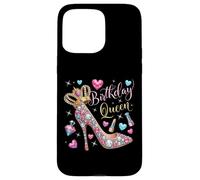 Cumpleaños Reina Corona Tacón Alto Corazones Estrellas Mujeres Carcasa para iPhone 15 Pro MAX