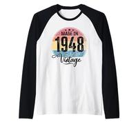 Cumpleaños Vintage Año de Nacimiento 1948 Cumpleaños Bday Camiseta Manga Raglan