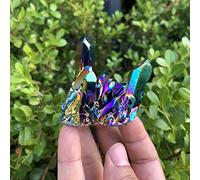 Cúmulo De Cristal Colorido Natural Siete Arcoíris Galvanoplastia Piedra De Cristal Decoraciones Artesanales Para El Hogar,Racimo Colorido,40-50g