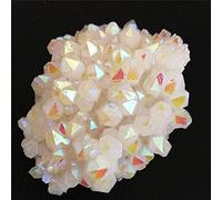 Cúmulo de cristal de aura de ángel blanco natural galvanoplastia revestimiento de titanio cuarzo racimo de piedra regalos curativos espécimen decor-36g_