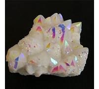 Cúmulo de cristal de aura de ángel blanco natural galvanoplastia revestimiento de titanio cuarzo racimo de piedra regalos curativos espécimen decor-42g_