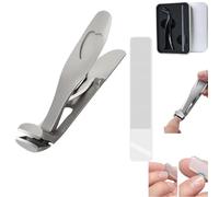 Cumulus Clipmaster Pro, Juego de cortaúñas de acero inoxidable, cortaúñas ergonómico con cabeza en ángulo para personas mayores, cortaúñas con cabeza en ángulo grande (Silver set)