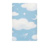 Cuna ajustable de muselina Blue and White Moon Clouds Essentials Girl de 52 x 28 pulgadas, sabanas para cunas de