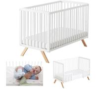 Cuna Bebe Convertible en Cama Nuru. Incluye Kit colecho para unir la Cuna a la Cama con Seguridad y Las barandillas Blancas para convertirla en Cama. con normativa Europea CoolDreams