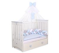 Cuna bebé Lorenzo/ vestida completa con cajón - COLOR : Azul, Relleno Nordico: No