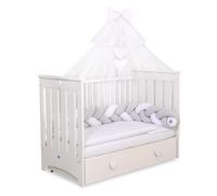 Cuna bebé Lorenzo/ vestida completa con cajón - COLOR : Gris, Relleno Nordico: Sí (+29Є )