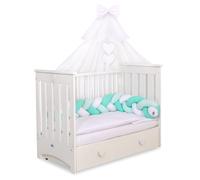 Cuna bebé Lorenzo/ vestida completa con cajón - COLOR : menta, Relleno Nordico: Sí (+29Є )