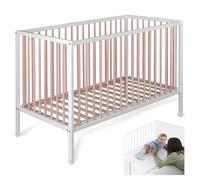 Cuna Bebe Madera de Haya Natural Resistente con Colecho para Recien Nacido 120x60 con 3 Alturas. Somier de Láminas de Madera y 4 Ruedas con Freno. Modelo Laponia CoolDreams