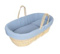 Cuna Bebé Muselina Algodón Orgánico, Completa, Moisés, Vestidura, Colchón Plastificado Antiahogo, Colchita y Almohada. 100% Nacional. (Azulina)