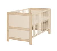 cuna bebé roba Momo 70 x 140 cm - cuna evolutiva - altura regulable - convertible en cama junior - madera lacada color cashmere/decoración roble Tristan