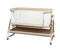 Cuna Cododo para bebé 3 en 1, cuna Cododo con colchón y mosquitera, cuna para bebé, capacidad de carga 50 kg, compacta en 3 segundos, fácil de transportar, 90 x 60 x 90-115 cm, color blanco roto + oro