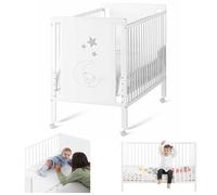 Cuna Colecho Bebé, Kit Colecho para unir la Cuna a la Cama con 4 Ruedas. Bebé Siempre a tu Lado. Kit Barandillas para convertirla en Cama Infantil. Color Blanco. Indi CoolDreams CoolDreams