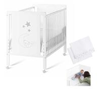 Cuna Colecho de Bebé Indi Estilo Nórdico Infantil 120x60 cm, con Kit Colecho, Bajera y Encimera 100% Algodón CoolDreams