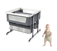 Cuna Colecho y Cuna de Viaje 2 en 1, Cuna Colecho Bebe, Cuna para Gemelos, Regulable en Altura en 6 Posiciones, colchon Cuna Incluido, Cuna Plegable para Dormir cómodamente