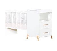 Cuna combinada escalable 60x120 cm | Cuna con barrotes y cómoda cambiador | Colección Joy Natural | Escalable en cama 90x190 cm | Fabricado en Francia | Babyprice de Sauthon