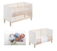 Cuna Convertible en Cama Umami Estilo Nórdico Infantil, con Ruedas, Kit Colecho y Barandillas de Seguridad CoolDreams