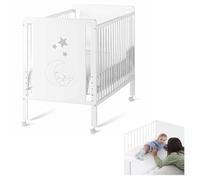 Cuna de Bebé Indi Estilo Nórdico Infantil 120x60 cm, Blanca y de Madera de Haya, con 5 Alturas de Somier y 4 Ruedas con Freno CoolDreams