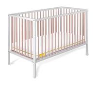 Cuna de Bebé Laponia Estilo Nórdico Infantil Color Natural 120x60 cm, de Madera de Haya, con Colchón Ternum y 4 Ruedas con Freno CoolDreams