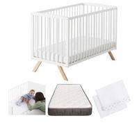 Cuna de Bebé Nuru Estilo Nórdico Infantil, con Kit Colecho, Colchón Morfeo y Ropa de Cama 100% Algodón CoolDreams