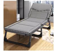 Cuna de camping portátil ajustable con colchón patrón de pata de gallo, diván plegable para tomar el sol 190 x 68 cm
