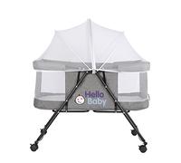 Cuna de Colecho para Bebé con Colchón, Función de Mecedora, Lateral Abatible, Altura Ajustable, Panel de Malla, Ruedas y Bolsa de Viaje 0-6 Meses