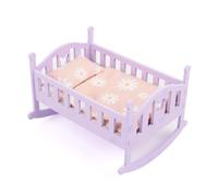 Cuna de muñecas de muñeca, Cama de Cama de muñeca de Madera en de diseño de Columpio de amplitud, Cuna con Ropa de para niños Finge Play Toys, Purple.