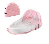Cuna de Viaje Bebé con Mosquitero Dosel, Capazo Plegable Bolsa Pañales | Incluye Bolsa para Pañales y Juguete para la en Viaje. Diseño Plegable Ligero se coloca en Maleta