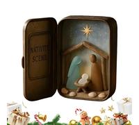 Cuna - Decoración cristiana para el hogar con madera flotante | Figuras de belén en una caja como decoración navideña | Para adultos niños Escritorio Dormitorio Sala de estar Oficina Escuela Iglesia
