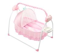 Cuna eléctrica, Columpio de Cuna para Bebé, Columpio Plegable Portátil para Bebés 5 Velocidades con Control Remoto y Música, Cuna para 0-18 Meses (Rosa)