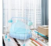 Cuna Eléctrica Cuna Automática Cuna Bebé Balancín Plegable Bluetooth Música Mecedora Seguro Cuna Bebé Cuna para bebés entre 0 y 18 meses (Azul)