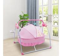 Cuna Eléctrica Cuna Automática Cuna Bebé Balancín Plegable Bluetooth Música Mecedora Seguro Cuna Bebé Cuna para bebés entre 0 y 18 meses (Rosa)
