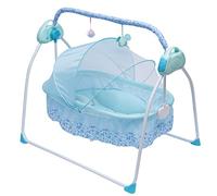 Cuna eléctrica para bebé, columpio para bebé, columpio, moisés, automático, Bluetooth, control de música (azul)