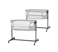 Kinderkraft Neste UP 2 Cuna Colecho para Bebé con Colchón, Cuna de Cabecera, Fácil Ajuste de Cama de Padres, Ajuste de Altura, Buena Circulación de Aire, Ruedas transportarás, Gris Cloro