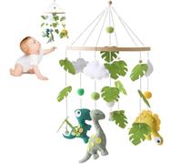 Cuna móvil para bebé, madera de dinosaurio, campana de cama móvil para bebé, colgante de campana de cama, colgante de madera, ganchillo, nubes, campana móvil, colgante de cama, regalo para bebés,