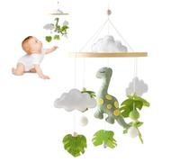 Cuna móvil para bebé, madera de dinosaurio, campana de cama móvil para bebé, colgante de campana de cama, colgante de madera, ganchillo, nubes, campana móvil, colgante de cama, regalo para bebés,
