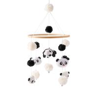 Cuna Móvil para Bebé Panda, Carrusel Cuna Bebe Madera, Campana de Cama, Mobile Baby con Campana y Bolas de Fieltro, Regalo para Recién Nacidos (B)