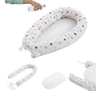 Cuna nido bebe recien nacido. Cojin nido con base impermeable, desenfundable y lavable 100% algodón hipoalergénico. Reductor cuna bebe con certificado Oeko-Tex (Interstellar) CoolDreams