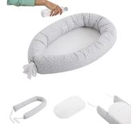 Cuna Nido para bebé recién nacido Moon Amour, cojín reductor con base impermeable, desenfundable y lavable, 100% algodón, certificado OEKO-TEX® CoolDreams