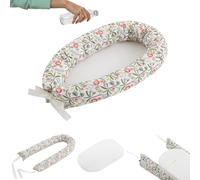 Cuna Nido para bebé recién nacido Safari, cojín reductor con base impermeable, desenfundable y lavable, 100% algodón, certificado OEKO-TEX® CoolDreams