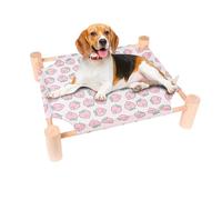 Cuna para perros elevada, de madera, estilo hamaca colgante | Muebles para mascotas extraíbles | Alfombrilla para gatos transpirable para todas las estaciones | Cama para perros elevada para