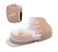 Cuna plegable, cama de viaje con red de malla transpirable, fácil de transportar para niños al aire libre, cuna plegable para viajes y exteriores