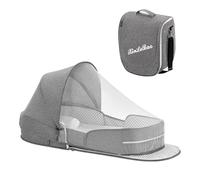 Cuna portátil para niños: tienda de campaña plegable, cuna con laterales de malla, cuna compacta para | Solución de descanso segura con soporte de configuración fácil durante las aventuras, Gris