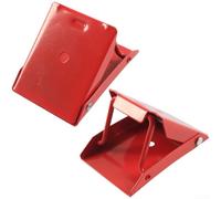 Cuñas de rueda de acero portátiles para coche, camión, caravana, remolque, paradas de neumáticos de vehículo, fácil posicionamiento, acabado rojo y negro, dos piezas incluidas (rojo, paquete de 2)